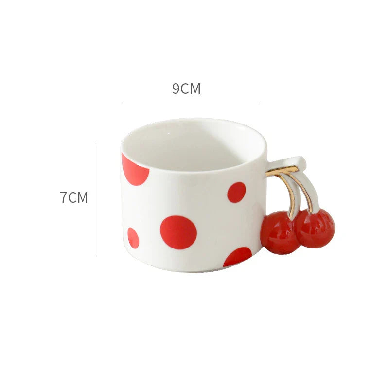 Afralia™ Cherry Handle Gold Plated Porcelain Coffee Mug