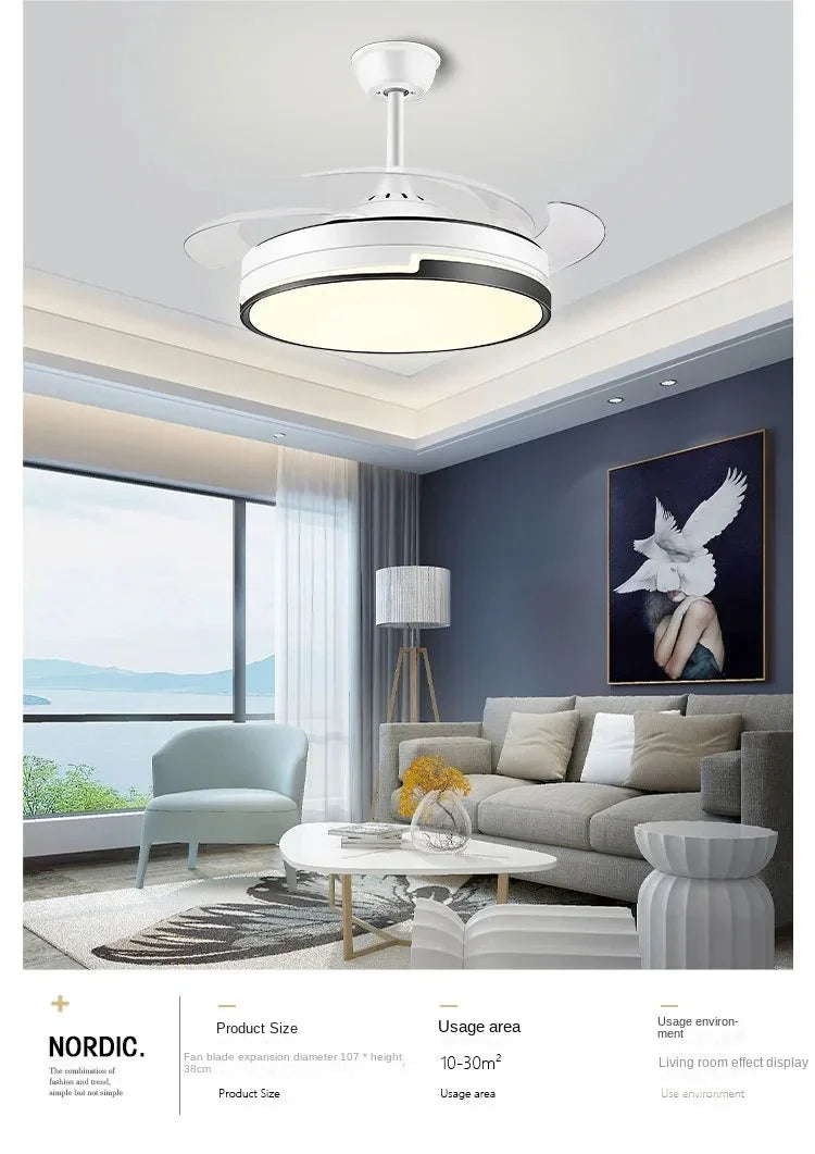 Afralia™ Copper Ceiling Fan with Energy-saving Lighting, Modern Style, 6-speed Variab