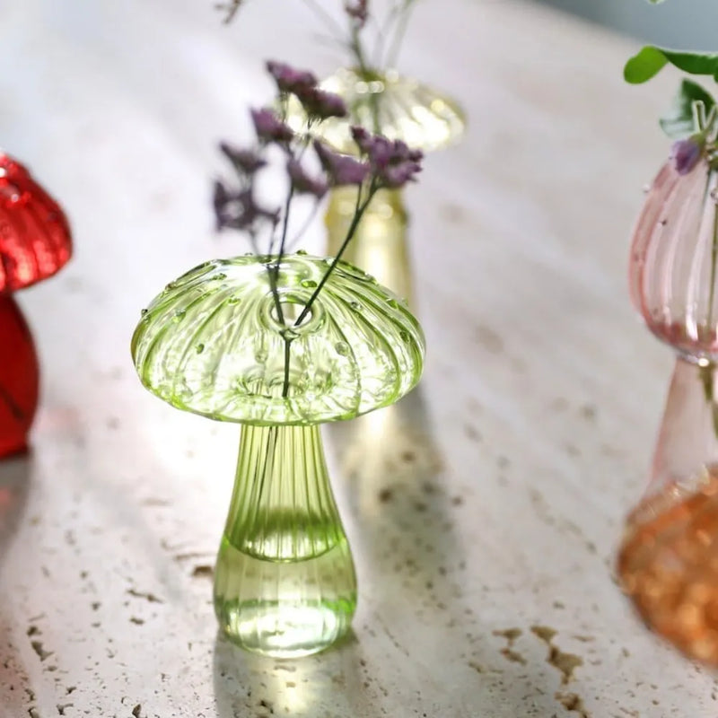 Mushroom Shaped Glass Vase - Modern Table Decoration for Home