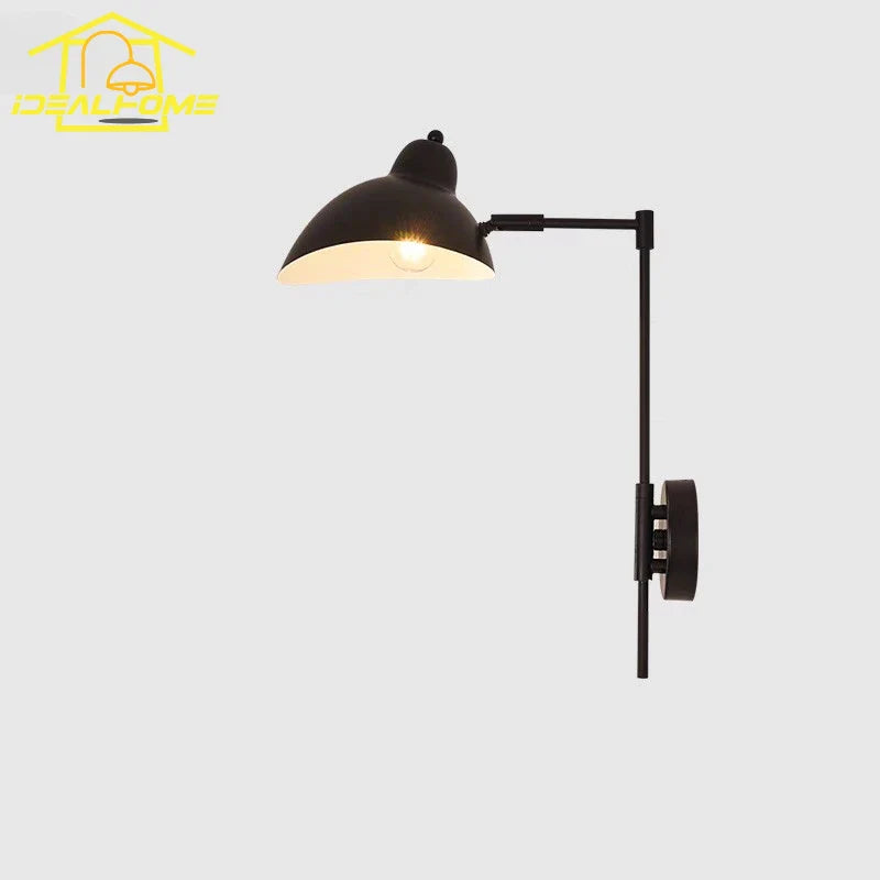 Afralia™ Rotatable LED Wall Lamp E27 Black Bedroom Living Room Study Staircase Corridor