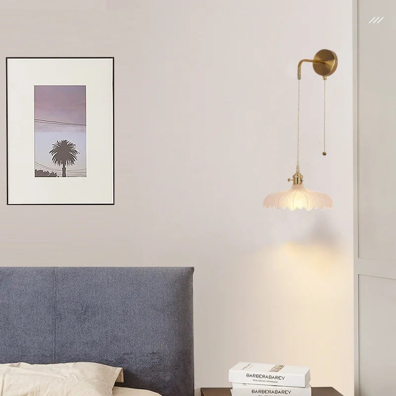 Afralia™ Modern Adjustable LED Wall Lights with Pull Chain Switch and Clear Glass