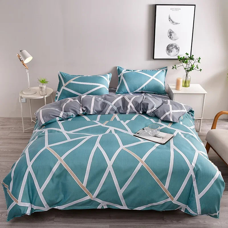 Afralia™ Plant Print Bedding Set: Skin-Friendly Duvet Cover & Bedsheet for All Seasons