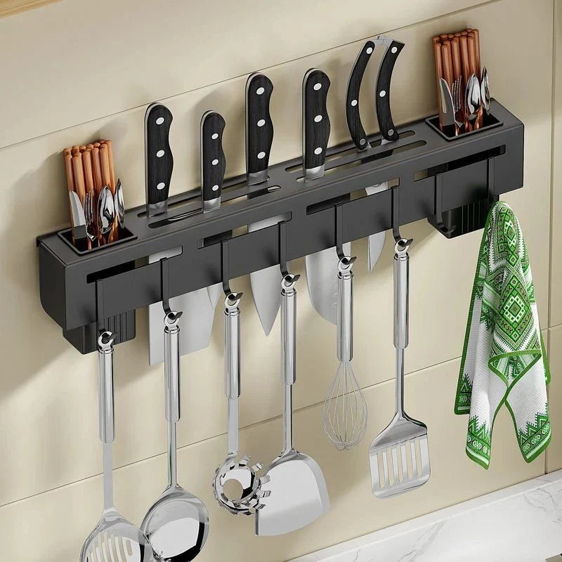Afralia™ Kitchen Storage Shelf Knife Chopstick Holder Multi-functional Organizer