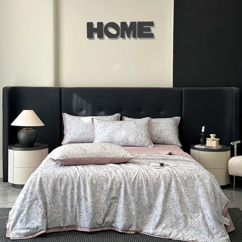 Afralia™ Cool Silk Summer Quilt Set with Sheets & Pillowcases