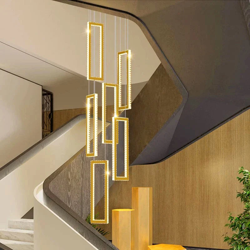 Afralia™ Crystal Chandelier Stair Pendant for Modern Home Decoration & Interior Lighting