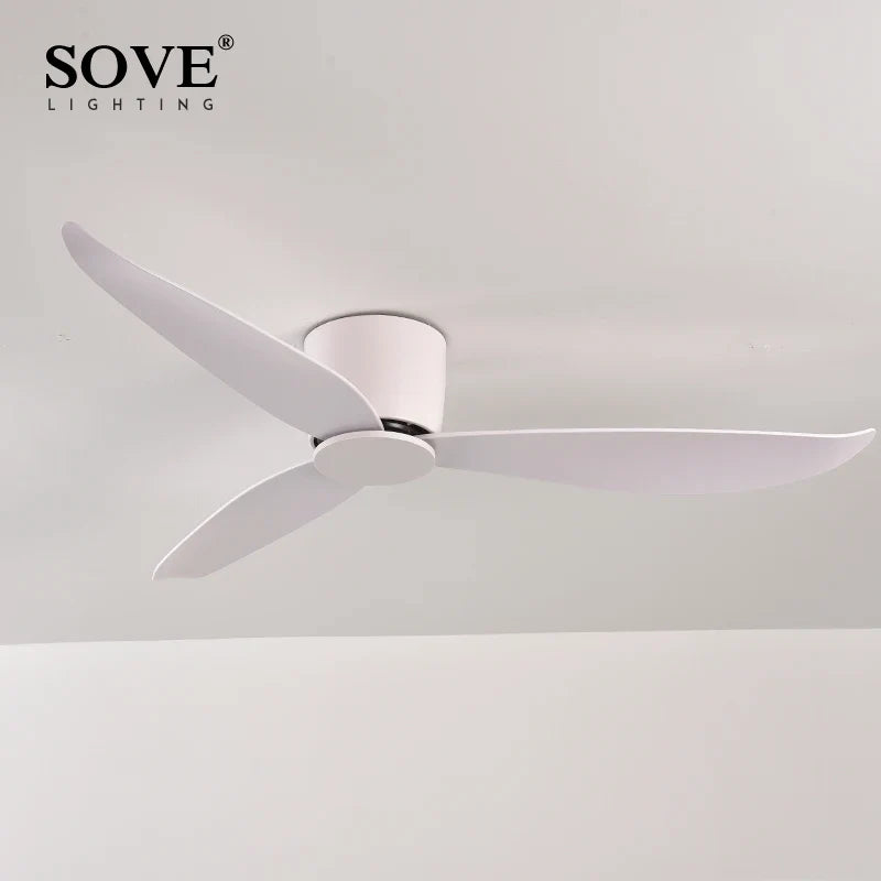 Afralia™ White Modern LED Ceiling Fan, DC Motor, 6 Speeds, Low Profile