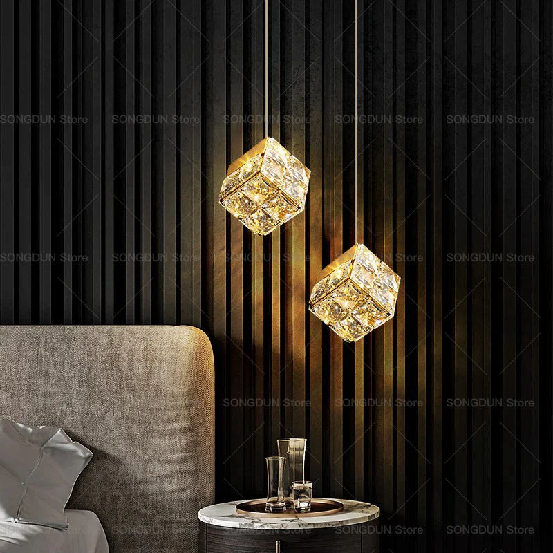 Afralia™ Crystal Bedside Chandelier Wall Light for Designer Living Room and Hotel Bedroom