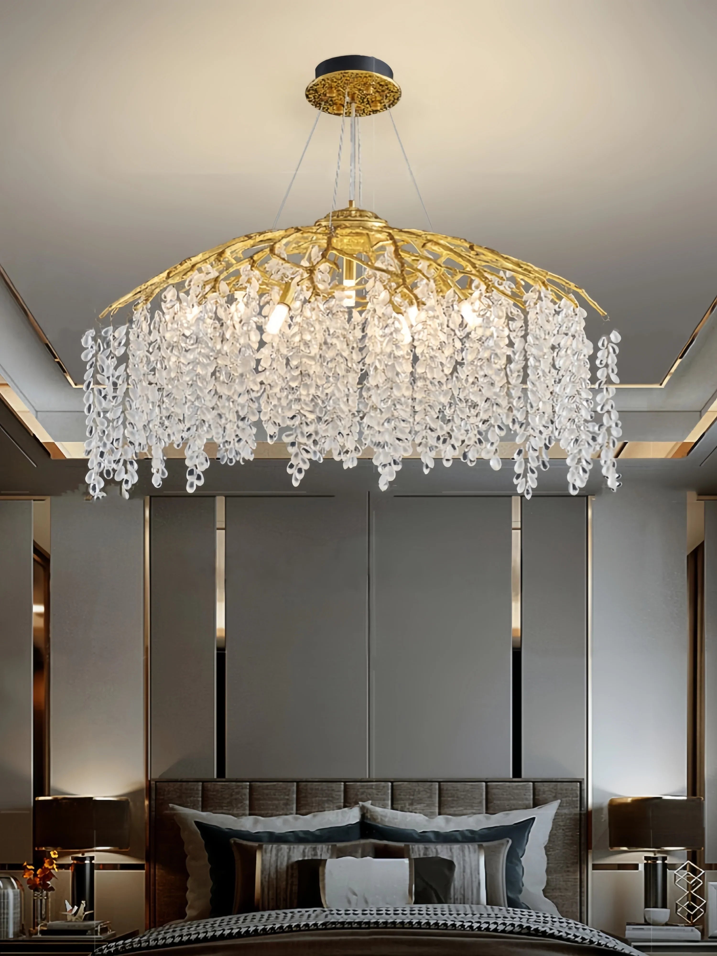 Afralia™ Luxe Glass Pendant Light for Living Room, Restaurant, Villa - Elegant, Romantic, Crystal French Style