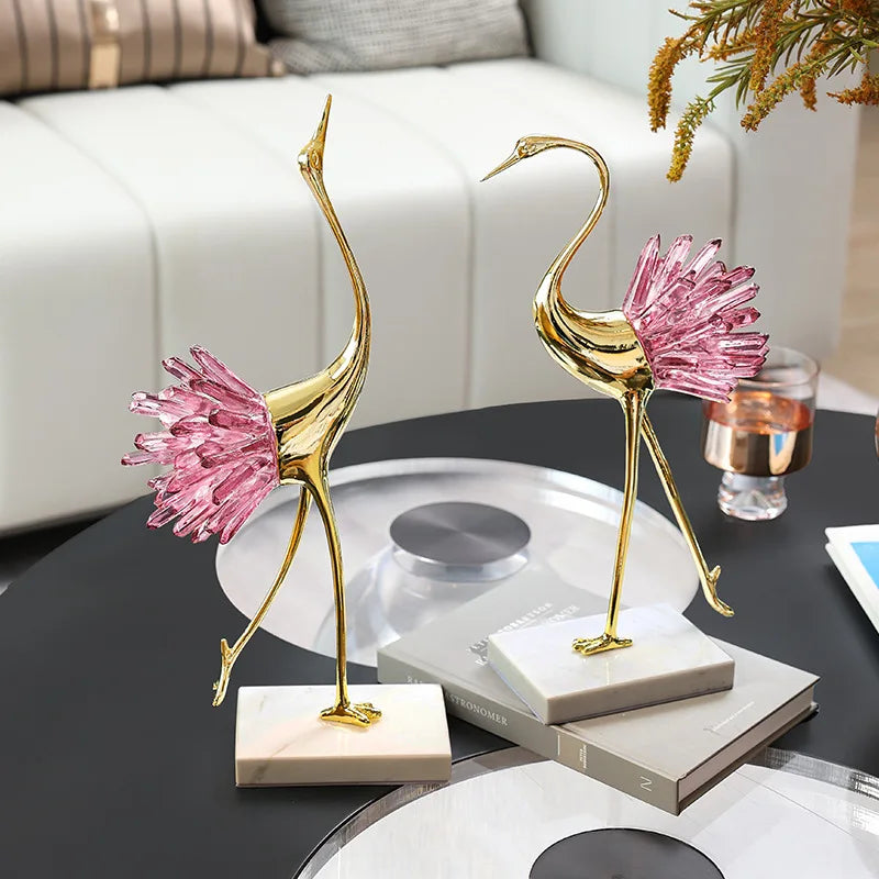 Afralia™ Crystal Bird Metal Handicraft Sculpture Decorative Figurines