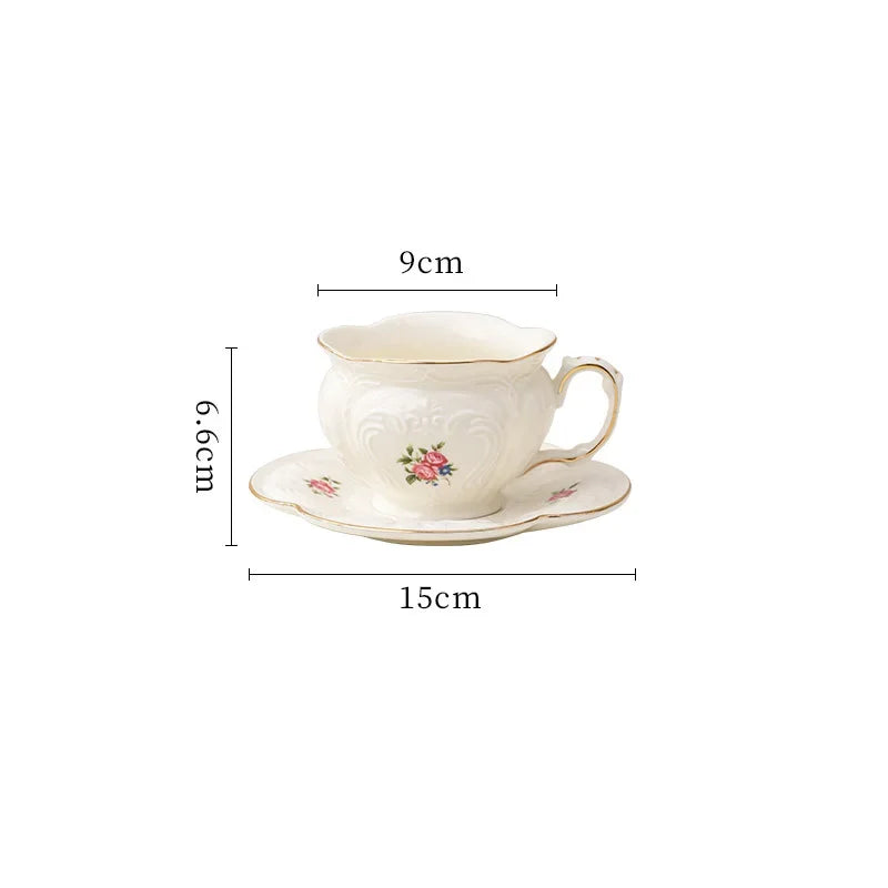 Afralia™ Ceramic Tea Set Dining Table Elegant Floral Collection