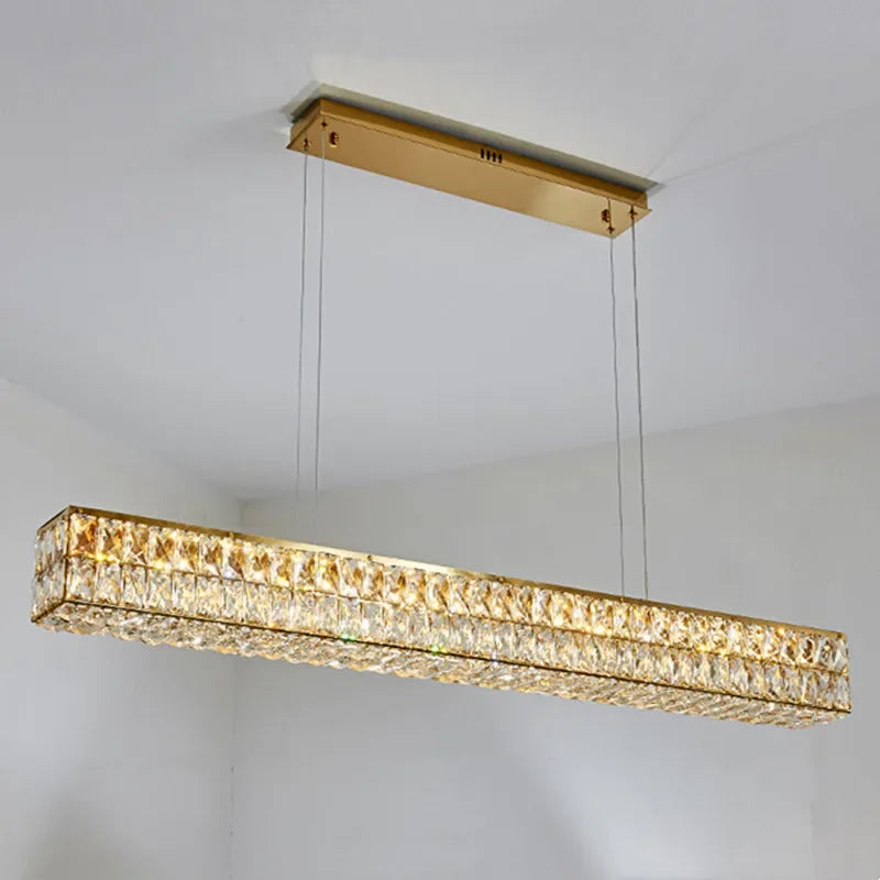 Afralia™ Crystal Steel LED Pendant Light | Modern Dining Room Hanging Lamp