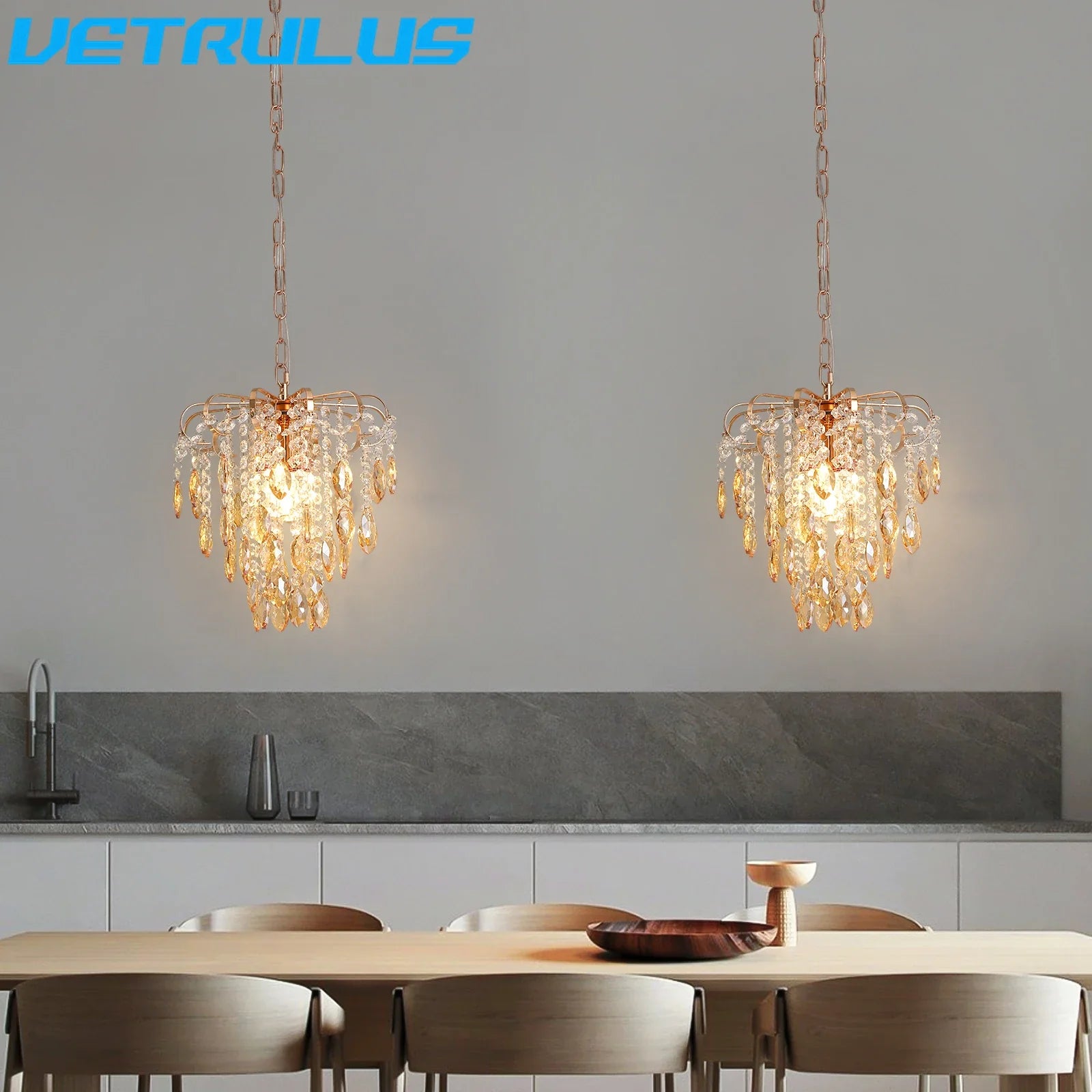 Afralia™ Crystal Led Pendant Light Modern Chandelier Ceiling Lamp for Living Room