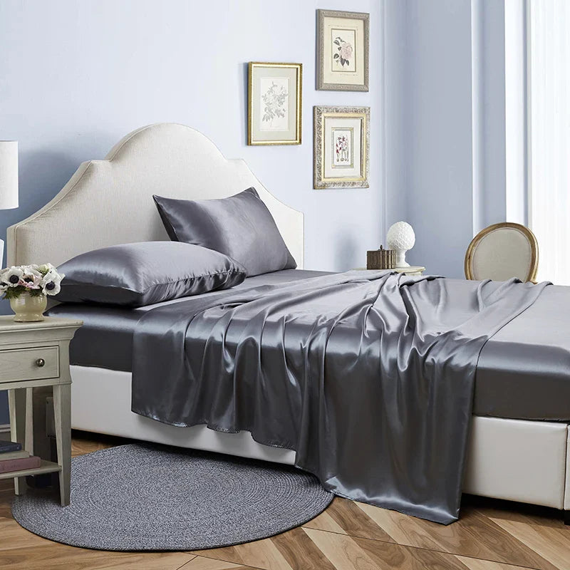 Afralia™ Luxury Satin Sheet Set: High End Rayon, 4 Pieces, King Queen Twin Full