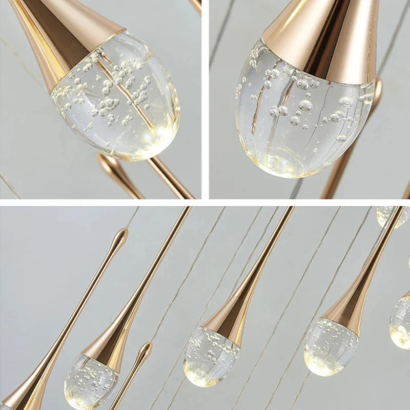 Afralia™ Crystal LED Chandeliers: Luxury Long Staircase Hanging Lights for Living Room Lobby