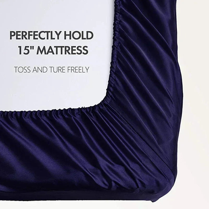Afralia™ Satin Fabric Luxury Bed Sheet Set - Solid Silky King / Queen Size