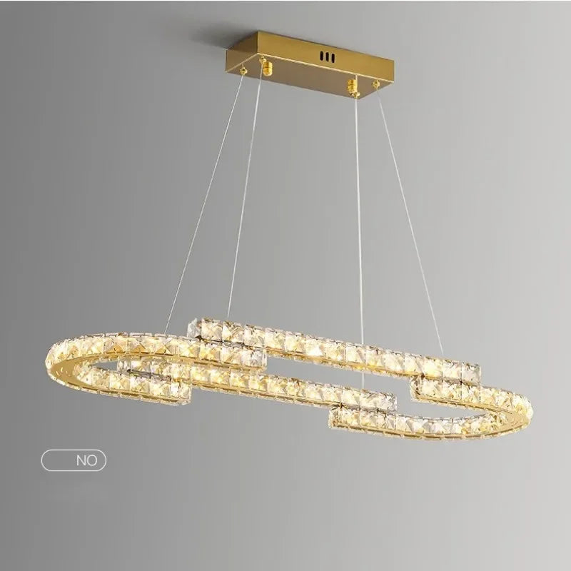 Afralia™ Oval Steel LED Pendant Lights with K9 Crystals