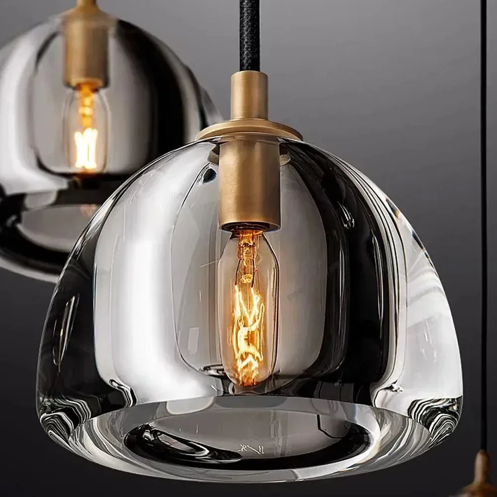 Afralia™ Black Brass Retro Crystal Copper LED Ceiling Pendant for Home Lighting