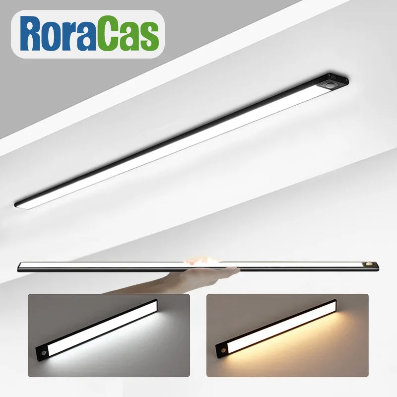 Afralia™ LED Cabinet Light Bar: Motion Sensor, Aluminium, Long Strip, Magnet, Kitchen Closet Wardrobe