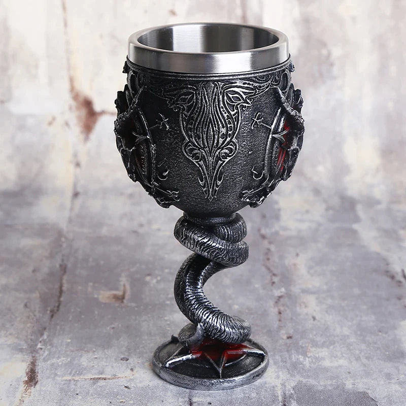 Afralia™ Baphomet Wine Glass Horn Cocktail Stainless Steel Goblet Whiskey Cup Bar Drinkware