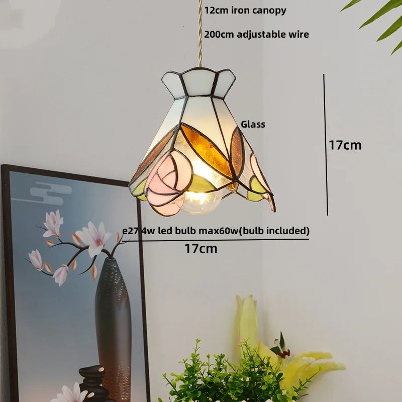 Afralia™ Brass Vintage Glass Pendant Lamp Adjustable LED Dining Room Kitchen Fixture