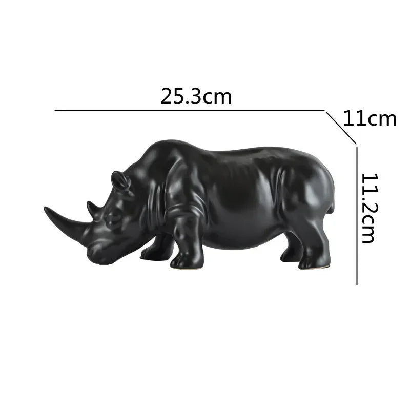 Afralia™ White Rhino Ceramic Animal Sculpture Home Decor Accent