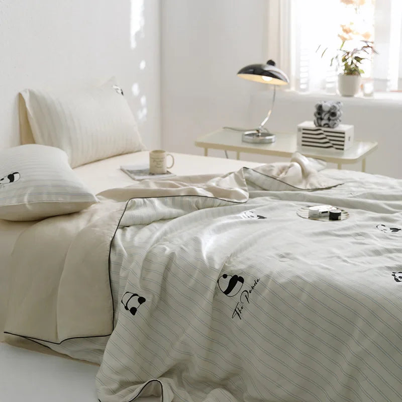 Afralia™ Summer Quilt Set with Sheets & Pillowcases, Breathable Cotton Blend, Machine Washable