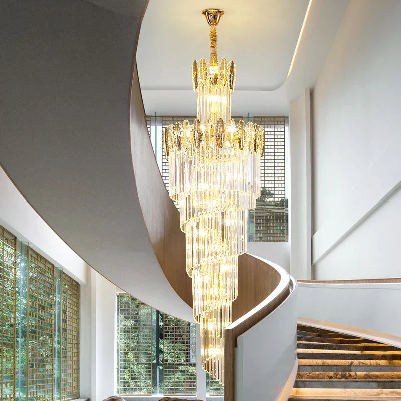 Afralia™ Crystal Chandelier: Modern Minimalist Duplex Living Room Luxury Light