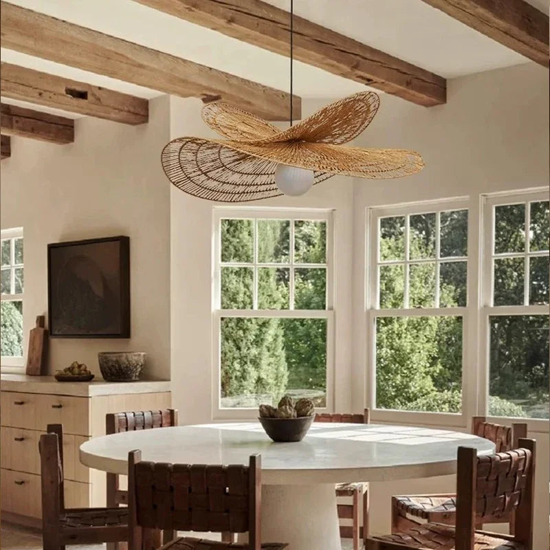 Afralia™ Rattan Weaving LED Chandelier Pendant Lights for Home Decor