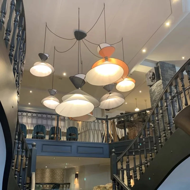 Afralia™ Modern Minimal Fabric LED Pendant Speaker Lights Bar Dining Room Hanging Lamp