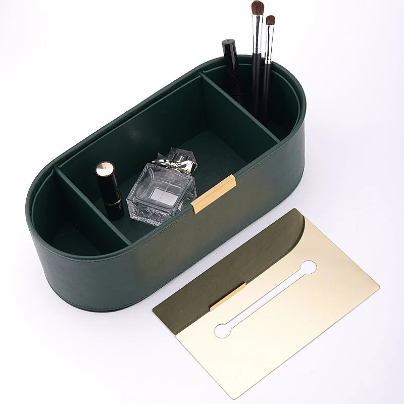 Afralia™ Luxury Leather Tissue Box & Desktop Organizer - High-end Home Decor