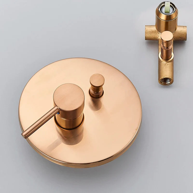 Afralia™ Rose Gold Shower Faucet Set with Rain Shower Head & Wall Mount Mixer