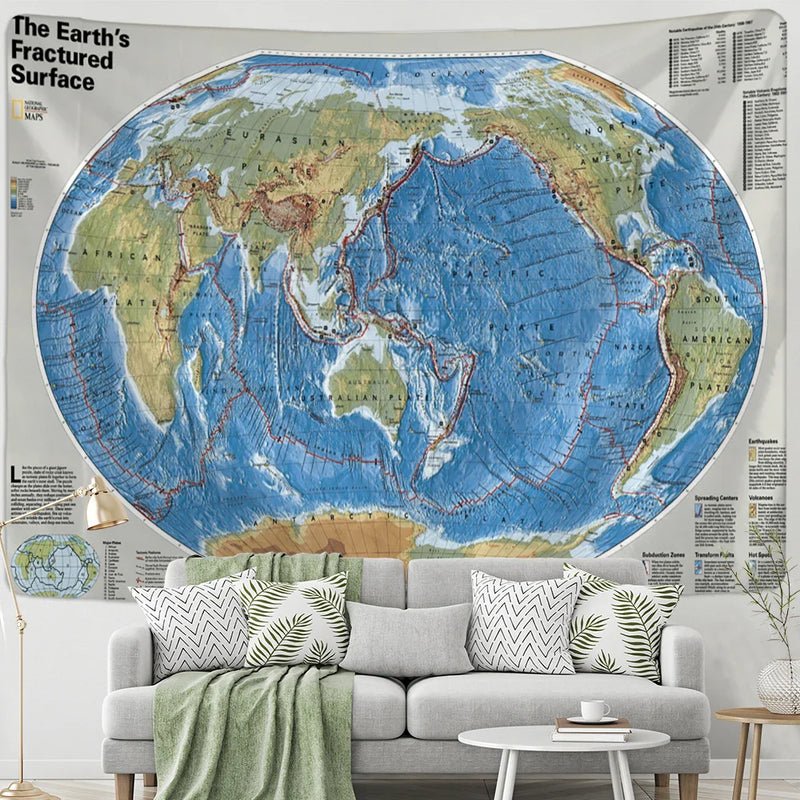 Afralia™ Minimalist Map Tapestry Wall Hanging for Boho Aesthetic Room Decor