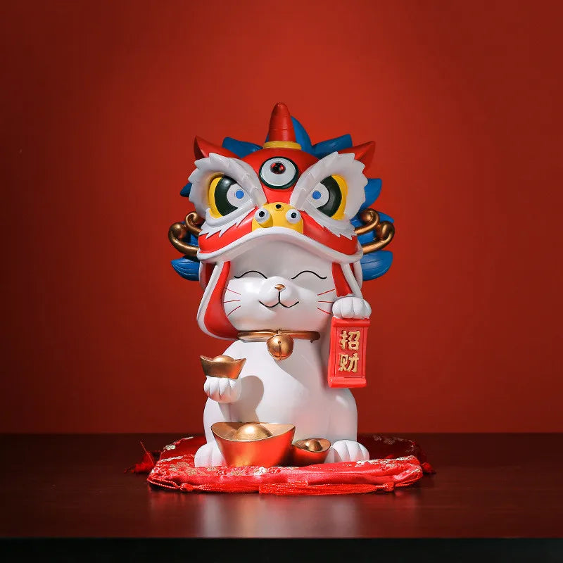 Afralia™ Lucky Cat Resin Home Decor, Symbol of Wealth and Luck, Perfect for Store Openings