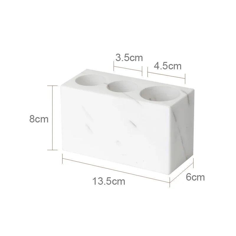 Afralia™ Volakos White Marble Bathroom Set: Soap Dispenser, Makeup Rack, Vanity Tray