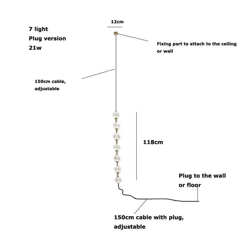 Afralia™ Pearl Necklace LED Pendant Light for 6m Staircase