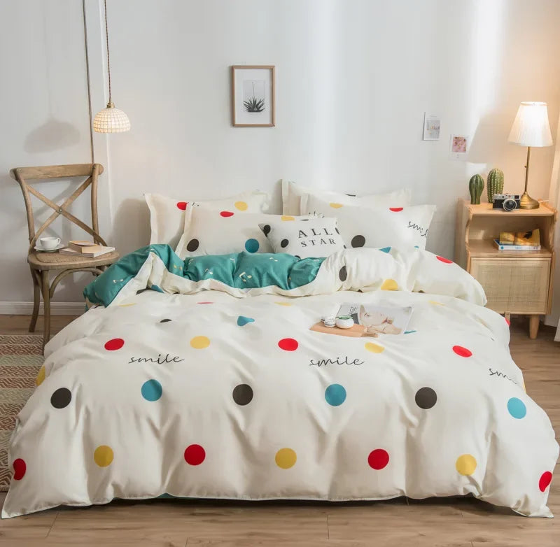 Afralia™ Cartoon Print Bedding Set - Queen/King Size Duvet Cover, Sheets, Pillowcases