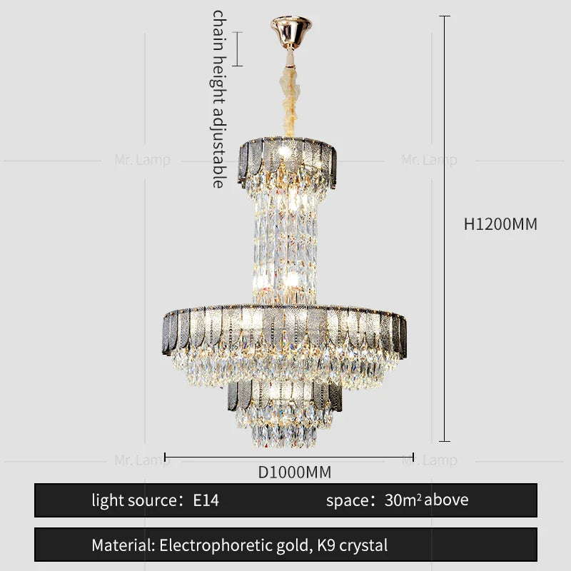 Afralia™ Crystal Chandelier: Postmodern Multi-layer Luxury for Living Room, Hotel Lobby, and Villa