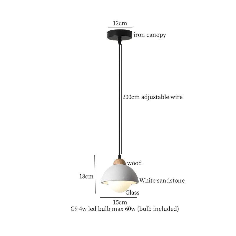 Afralia™ Sandstone LED Pendant Lamp for Home Decor, Japanese Wabi Sabi Hanging Light