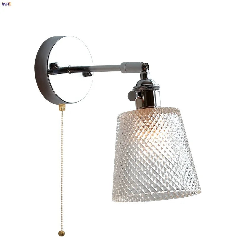 Afralia™ Clear Glass LED Wall Sconce Pull Chain Modern Light Fixtures