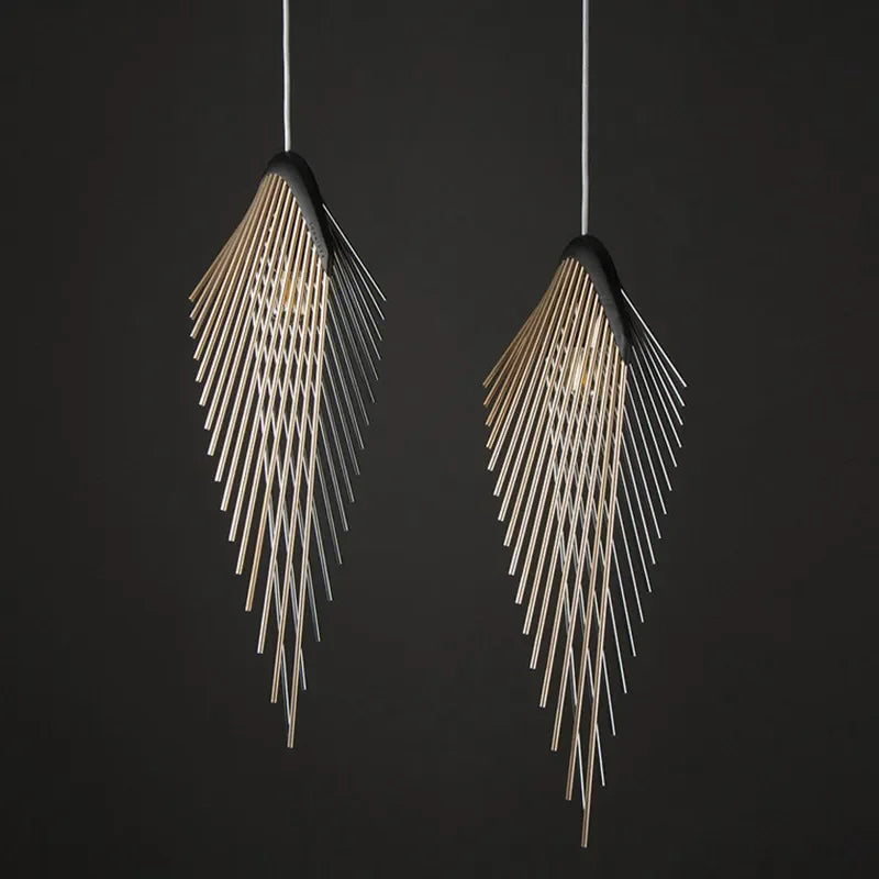 Afralia™ Vintage Bird's Wing LED Pendant Lights for Modern Living Room Chandeliers