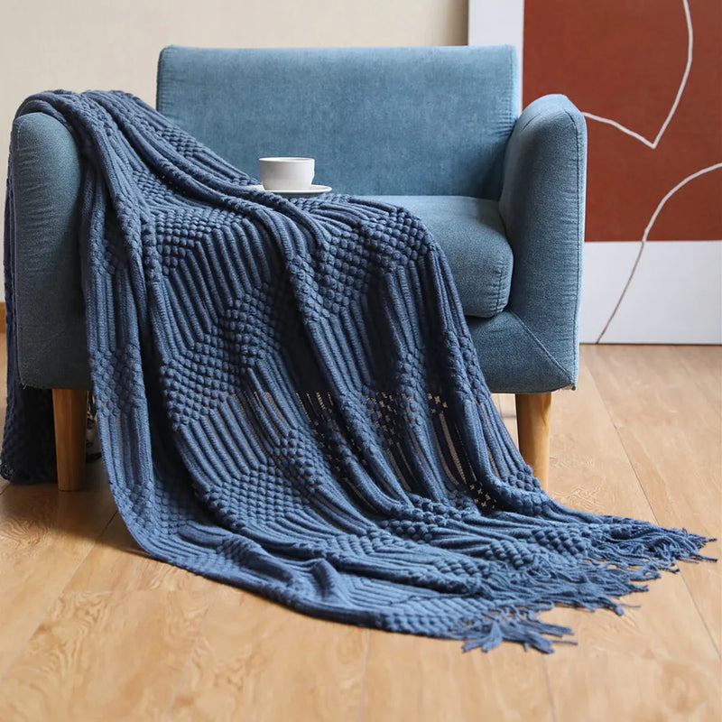 Afralia™ Nordic Throw Blanket - Cozy Hotel Decor Tassel Shawl Blanket for Bed, Sofa, and End Towel