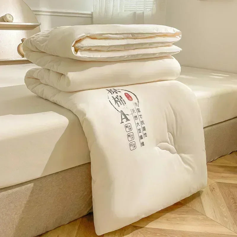Afralia™ Seasonal Comforter: Soybean Fiber Fill, 100% Cotton Fabric, Grade A Quilting Blanket.