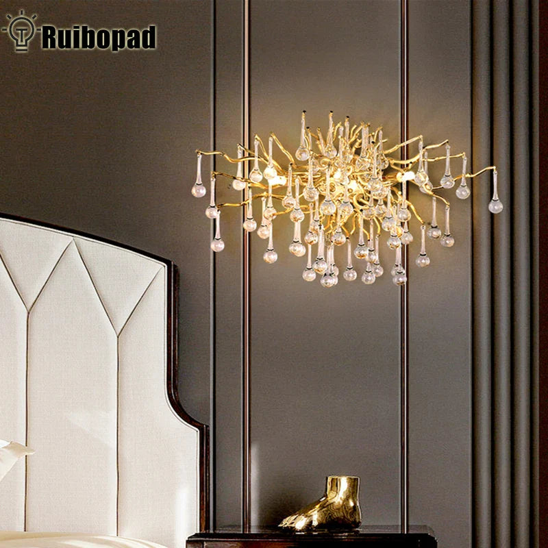 Afralia™ Crystal LED Wall Light Sconces for Living Room Bedroom, Modern Interior Wall Lamp