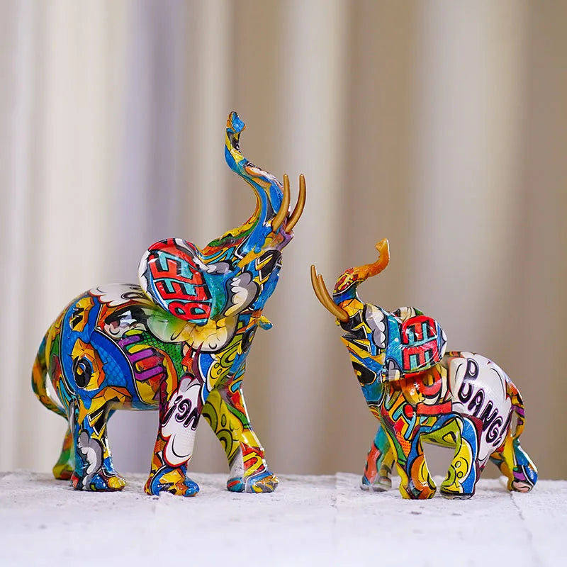 Afralia™ Elephant Resin Art Statue Collection for Home Office Decor