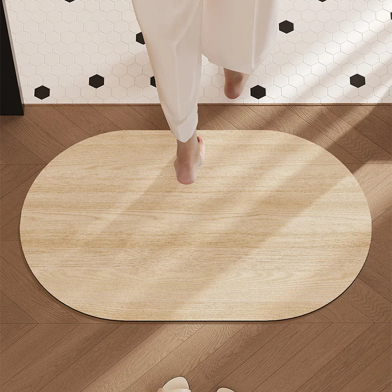 Afralia™ Wood Grain Diatom Bathroom Mat | Non Slip Water Absorbing Floor Rug