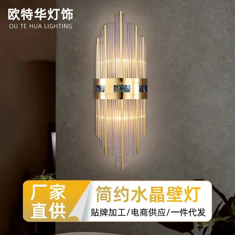 Afralia™ Crystal LED Wall Lamp for Dining Living Room Restroom Stair Bedside Luxury Sconce