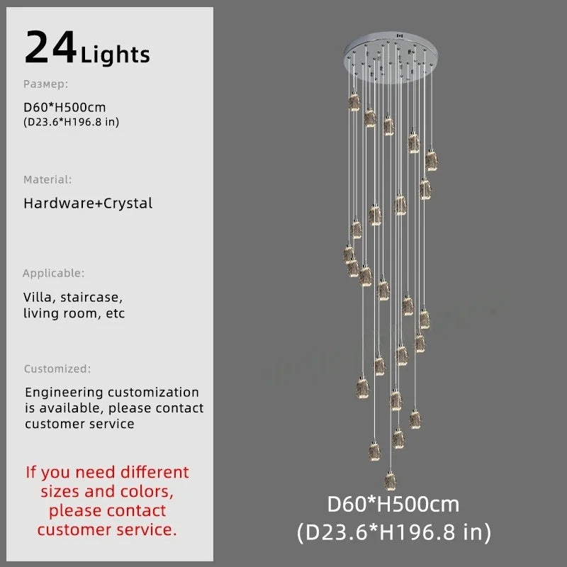 Afralia™ Crystal Chandelier Pendant Light for Modern Staircase & High Ceilings