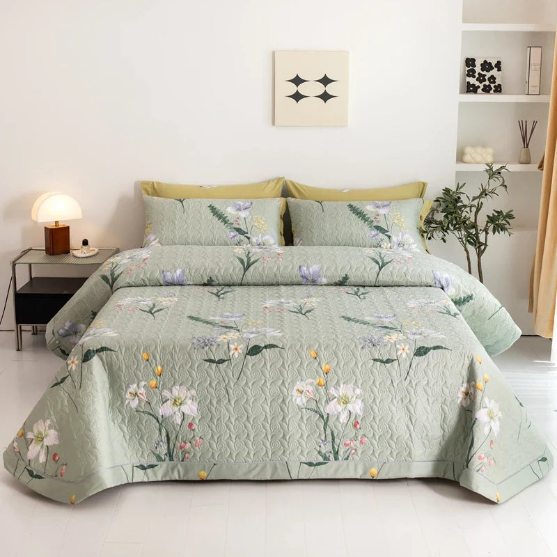 Afralia™ Cotton Quilted Bedspread Bed Cover Set for Queen King Double Bed