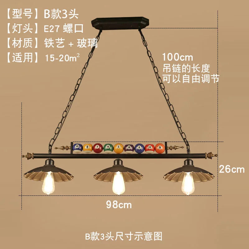 Afralia™ Vintage Billiard Pendant Lights Industrial Hanging Lamp for Cafe Loft Salon