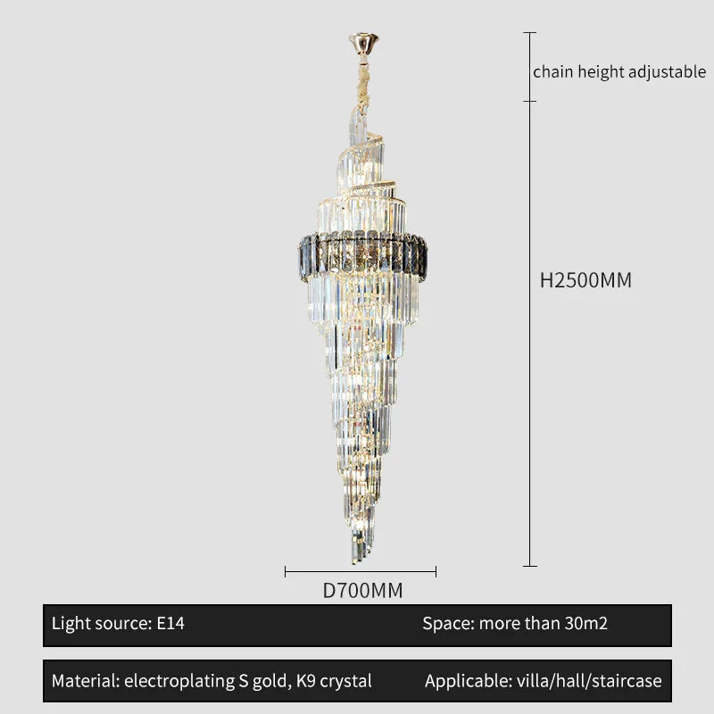 Afralia™ Spiral Staircase Chandelier: Luxury Postmodern Loft Light for Hotel, Villa, KTV